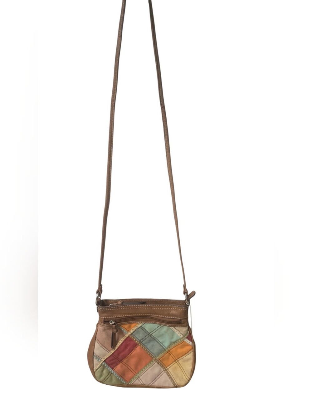 Vintage Fossil Patchwork Multicolor Leather Crossbody Bag
